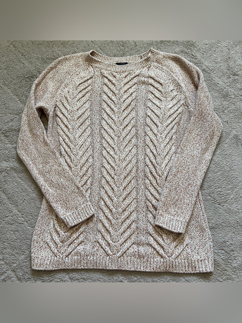 Talbots Marled Cable Knit Sweater Cottage Grandma Coastal Preppy Old Money Sz MP